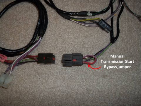 1972 Ford Ranchero - This image shows a wiring harness with a manual transmission start bypass jumper, not a 1972 Ford Ranchero.