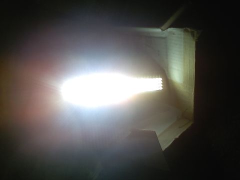 1990 Ford Bronco - A bright LED light bar is mounted inside a cardboard box.