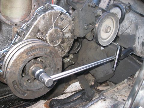 1981 Ford Bronco - After re-tapping the end of the crank, I installed a new timing cover gasket and installed the timing over. Since I didn't have an alignmen…