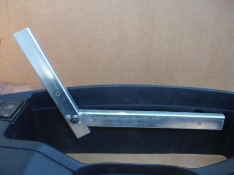 1993 Ford Taurus - A custom aluminum camera mount is attached to the interior console of a vehicle.