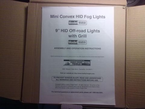 1978 Jeep CJ5 - Assembly and operation instructions for Mini Convex HID Fog Lights are shown on a document.