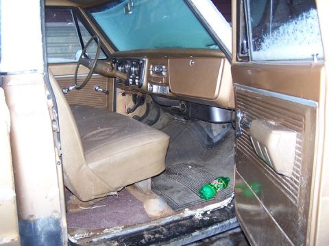 1969 Chevrolet C/K Pickup - The interior of a 1967 Chevrolet C/K pickup truck, viewed from the passenger side door.