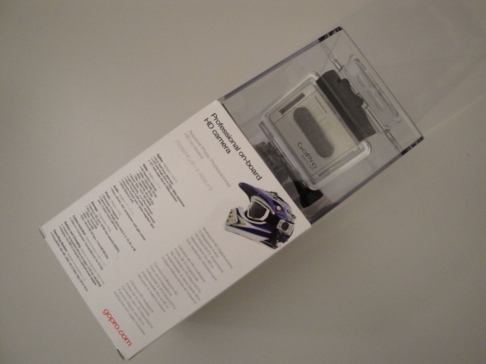GoPro HD camera in packaging with helmet graphic