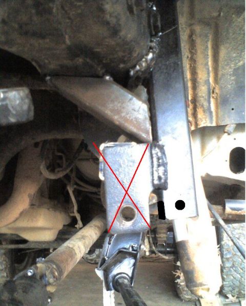 1996 Ford Bronco - This image focuses on the vehicle's frame and suspension system, with red markings indicating specific areas.