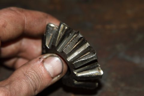2004 Jeep TJ - Close-up of a damaged gear, showing significant wear on its teeth.