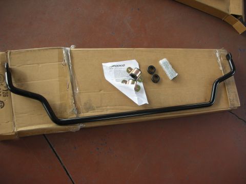 2004 Ford Crown Victoria - Addco sway bar kit with hardware, including brackets and bushings, laid out on a cardboard box.