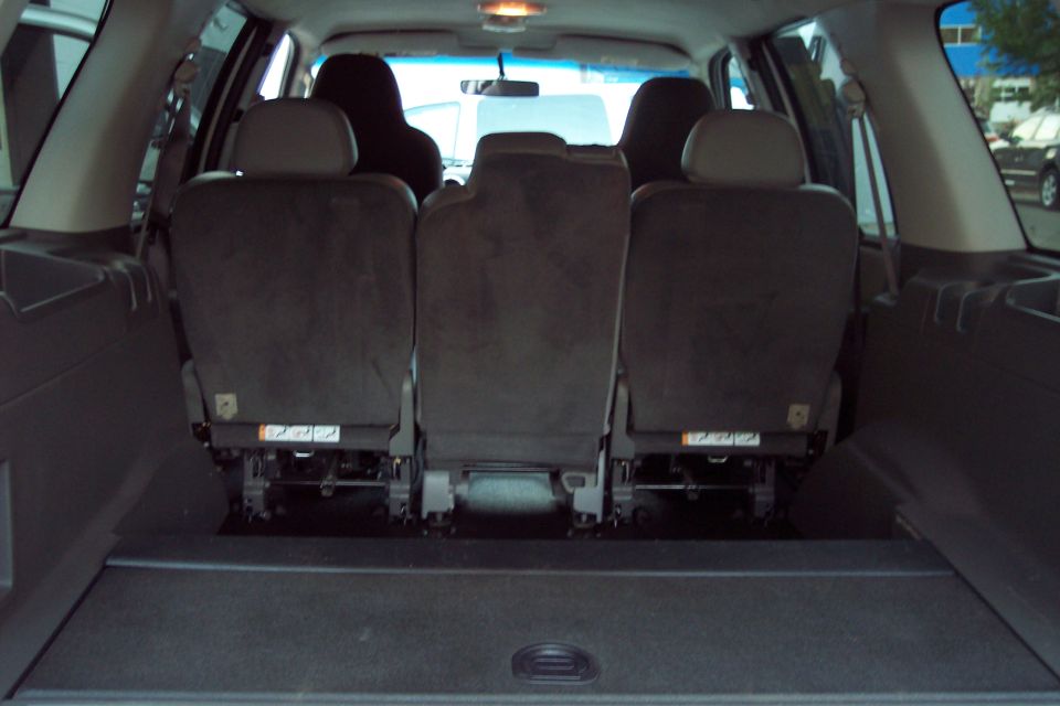 Interior view of folded rear seats in an SUV