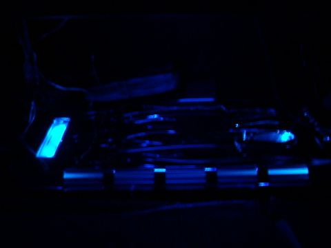1998 Ford Taurus - The interior of a vehicle is illuminated with blue accent lights, creating a moody atmosphere.