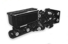 1990 Ford Bronco - A black ABS electric boost brake master cylinder and proportioning valve assembly is shown against a white background.