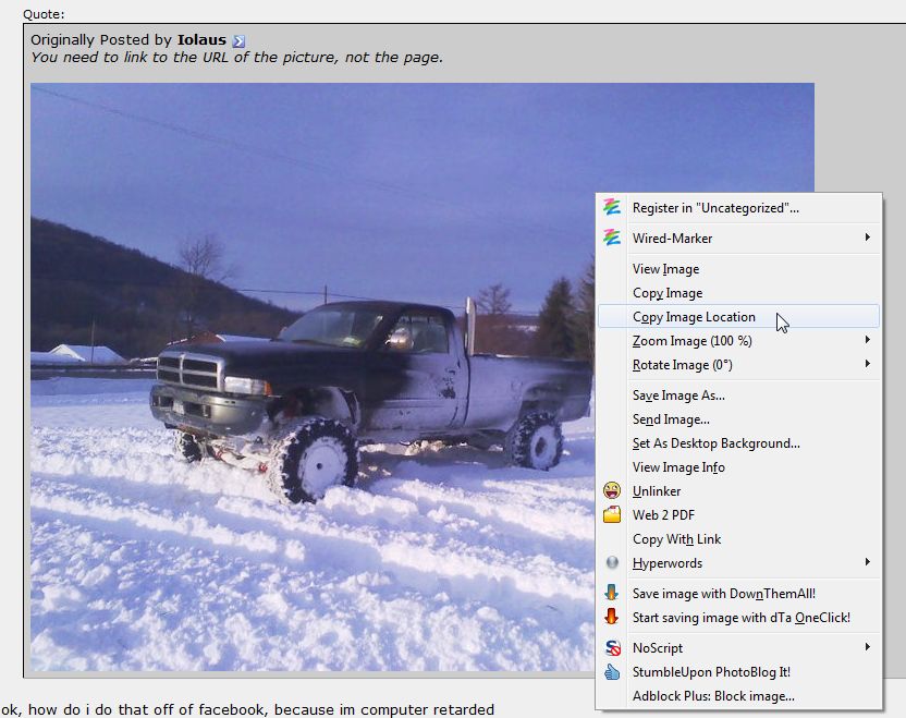 Pickup truck with large tires in deep snow