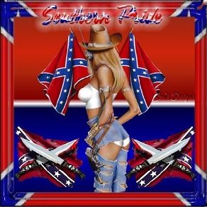 1995 Ford Bronco - A graphic illustration depicts a woman in a cowboy hat and denim shorts, adorned with Confederate flags and "Southern Pride" text.