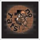 1995 Ford Bronco - A cartoon rat appears to be escaping through a hole in a brick wall, with text indicating a warning.