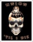 1995 Ford Bronco - Graphic image a skull with a cage over its head and money inside, with the text "UNION 'TIL I DIE".