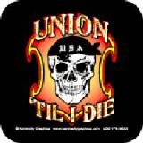 1995 Ford Bronco - Graphic art a skull with flames and text 'UNION USA TIL I DIE'.