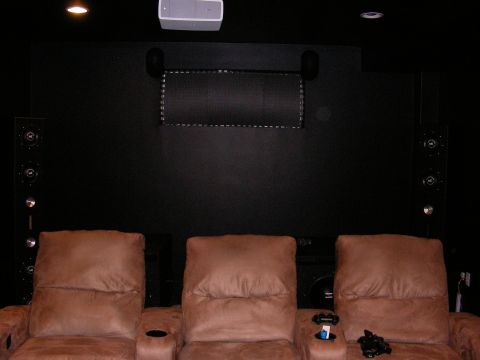 1987 Ford Bronco - A home theater setup with comfortable seating and audio equipment is shown.