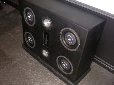 1987 Ford Bronco - This is a custom subwoofer box with multiple speakers, not a 1987 Ford Bronco.