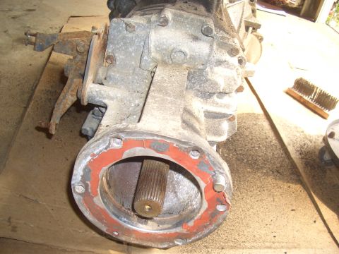 1992 Ford F-150 - This image shows a close-up view of a transmission component, likely a transfer case or part of the drivetrain, with a splined output shaft…