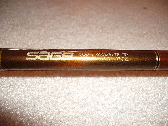 Sage 9150-4 Graphite IIIe fishing rod with text 'LINE 150 10 OZ.'