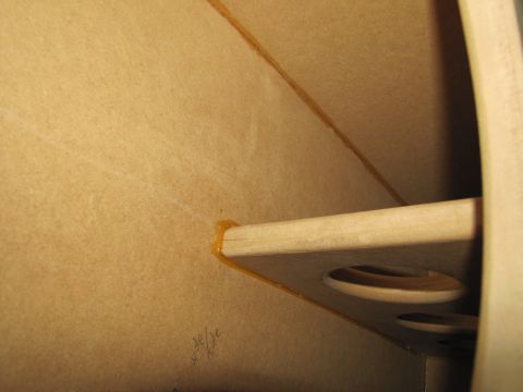 1993 Ford F-250 - Close-up view of the interior of a vehicle's sub box, showing construction details and handwritten text.