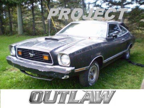 1978 Ford Mustang II - This 1978 Ford Mustang II coupe, seen from a three-quarter front view, is parked on a grassy area with trees in the background.