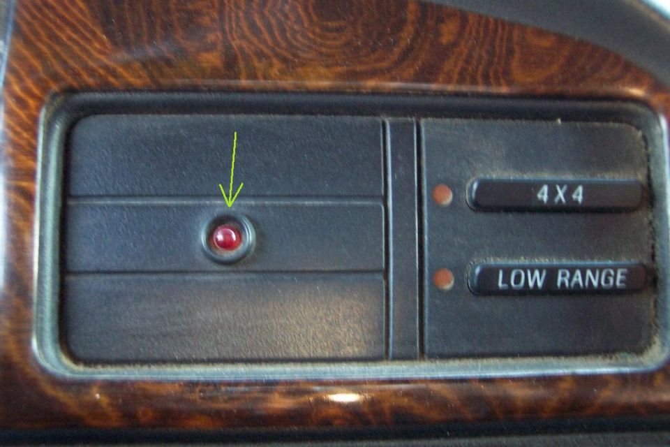 1995 Ford Bronco interior dashboard with 4x4 and low range buttons