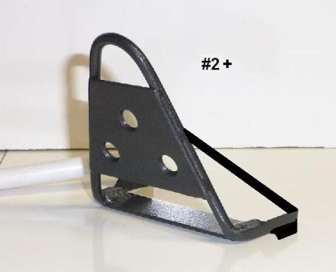 1996 Ford Bronco - A black metal bracket with three circular holes and a curved handle is shown against a white background, with "#2+" text visible.