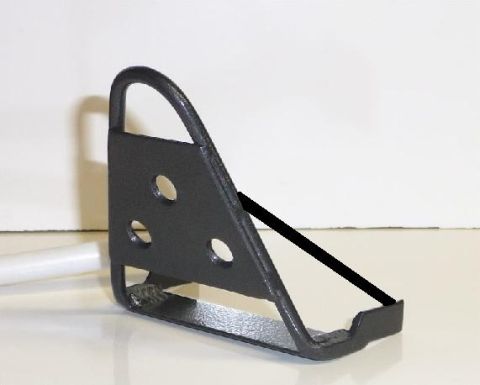 1996 Ford Bronco - This black metal part features a curved handle and three circular cutouts, likely for mounting or attachment.