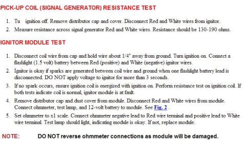 1993 Ford Probe - Automotive repair document provides instructions for testing ignition system components.