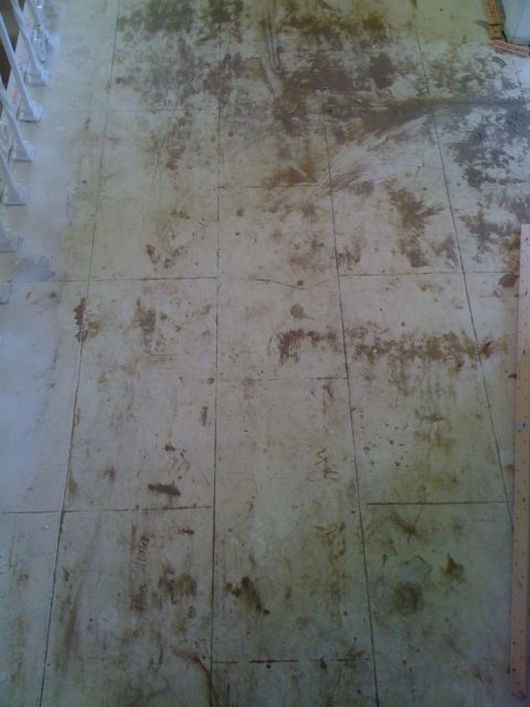 1968 Ford Mustang - The floor appears to be covered in dirt and debris, suggesting a recent mess or construction.