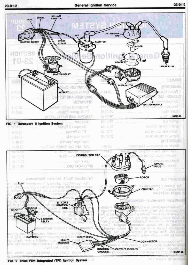 Duraspark II and TFI ignition system wiring diagrams, page 23-01-2
