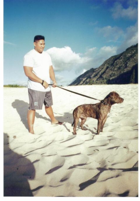 1991 Ford Bronco - William Berasis and Pono at Mokuleia Beach, North Shore, Oahu. His favorite place to just run.