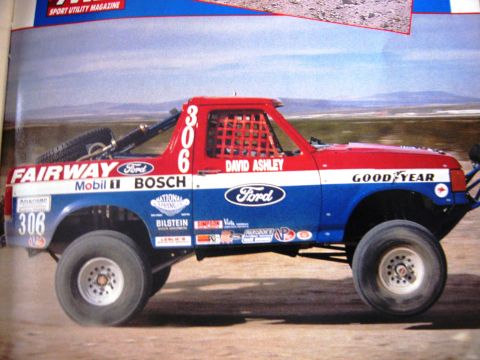 1986 Ford Bronco - This 1986 Ford Bronco, number 306, is seen in a desert race with sponsor decals.