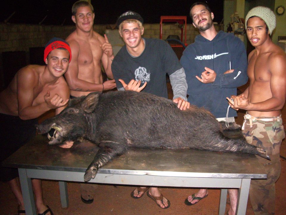 From left, a friend, Rico Newman, Ethan, Miguel, Daylan.