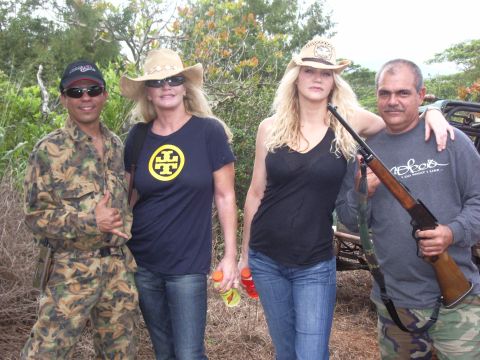 1991 Ford Bronco - Richard and friend along with Genes wife Shannon Tweed at left with her sister Tracy.