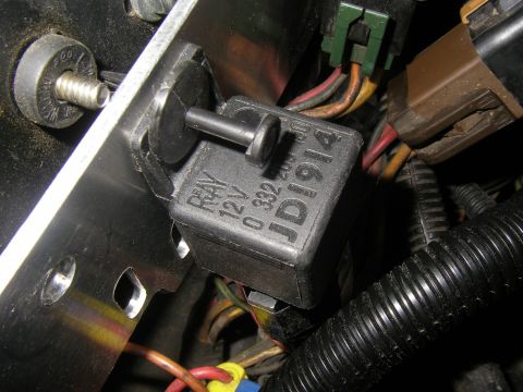 1990 Ford Bronco - Close-up view of a JD1914 automotive relay with visible wiring and connectors.