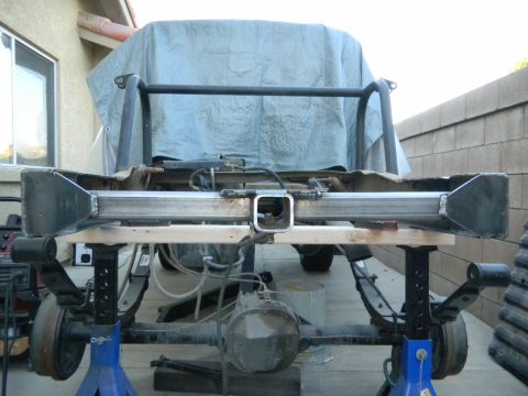 1997 Ford Ranger - Custom rear bumper and hitch assembly is shown supported by jack stands.