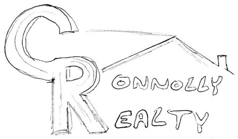 1984 Ford Bronco - Sketch of a logo and company name with a house graphic.