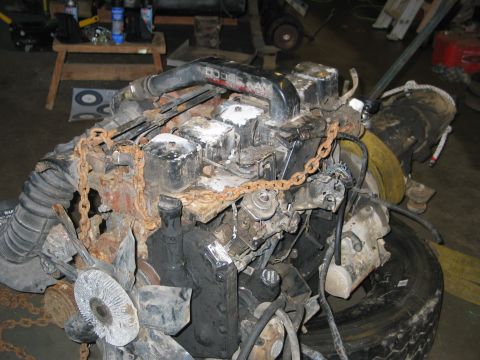 1984 Ford Bronco - This engine appears to be a diesel engine, possibly from a truck or SUV, with significant rust and dirt.