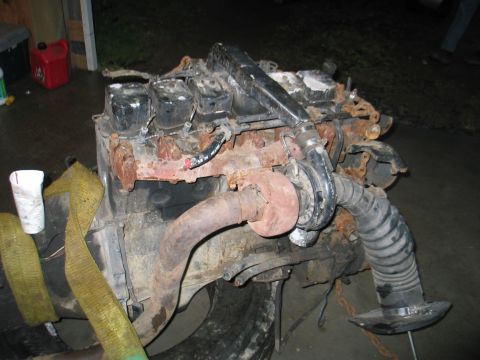 1984 Ford Bronco - This engine appears to be a diesel, possibly from a truck or heavy equipment, showing significant rust and wear.