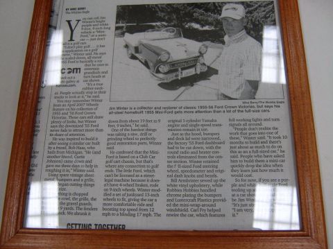 2000 Mercury Grand Marquis - A newspaper article details the creation of a custom 1955-56 Ford Crown Victoria mini-car.