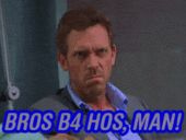 2006 Ford E350 - A still image Hugh Laurie as Dr. House, with the text "BROS B4 HOS, MAN!" overlaid.