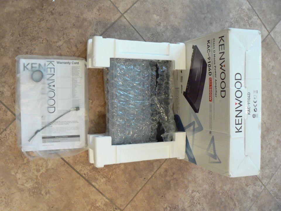 Kenwood KAC-9104D amplifier in box with warranty card