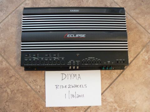 1978 Ford Bronco - An Eclipse XA4000 amplifier is shown with a handwritten note indicating DIYMA, Ride2Wheels, and the date 1/18/2011.