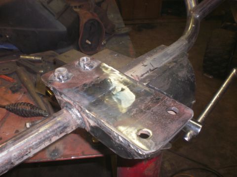 1995 Ford Bronco - Metal fabrication work in progress, likely a custom part being welded.