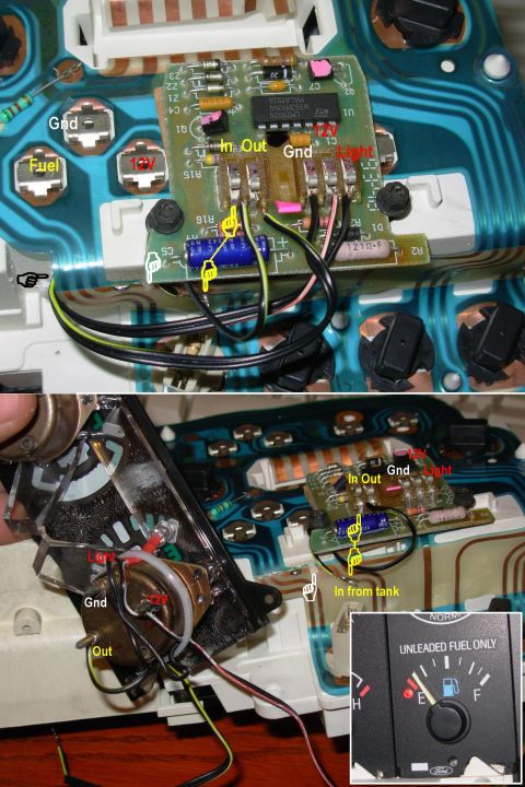 1983 Ford Bronco - Another '87-91 Low Fuel Light mod; this time with most of the connections on the back of the gauge. IF THE IMAGE IS TOO SMALL, click it. Th…