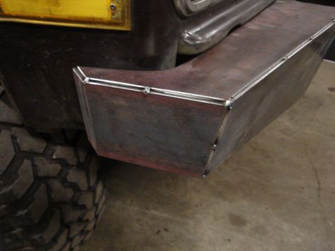 1989 Ford Bronco - Custom steel bumper fabrication in progress, showing welds and unfinished metal.