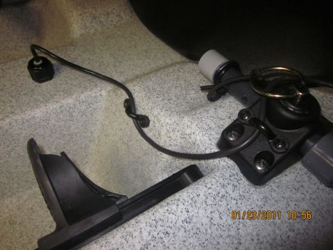 1953 Ford Mainline - This photo shows a mount for kayak accessories, including wiring and a metal ring, with a date stamp of 01/23/2011.