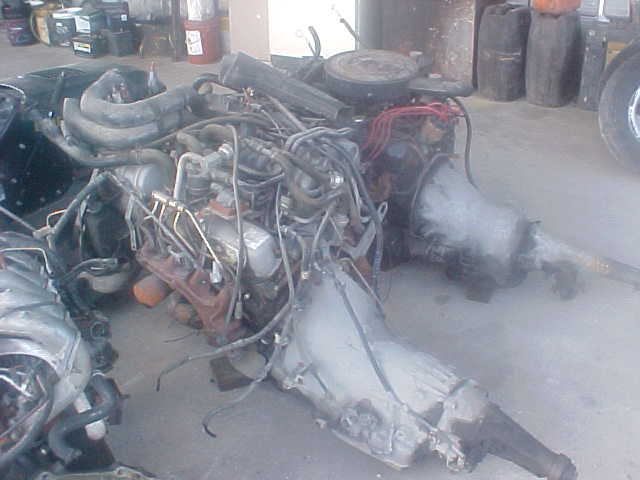 Engine and transmission assembly, viewed from the side