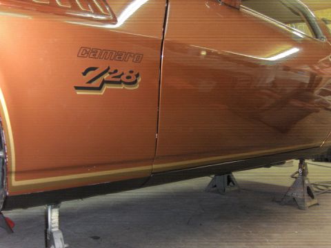 1982 Chevrolet Camaro - Side view of a 1982 Chevrolet Camaro Z28, showing the door and fender detail.