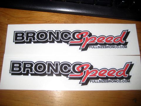 1996 Ford Bronco - Two "Bronco Speed" decals are shown, each with the website "fullsizebronco.com" printed below.